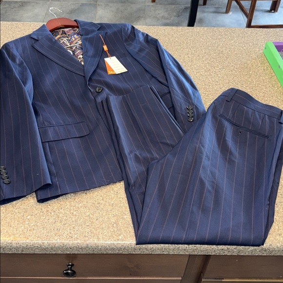 New Tallia Men's Navy Pinstripe suit